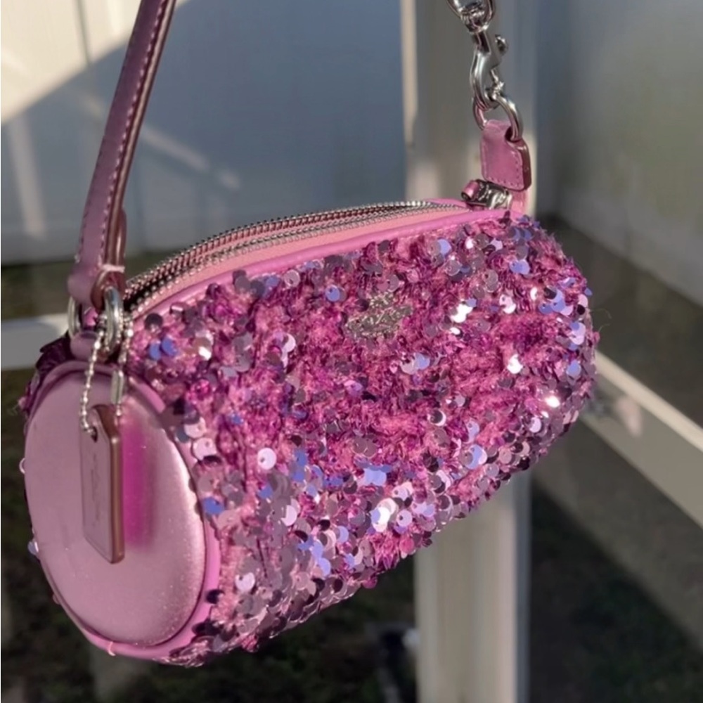 Coach mini pink sparkly purse 👛